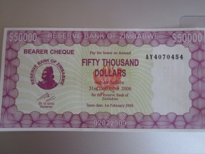 Zim dollar note